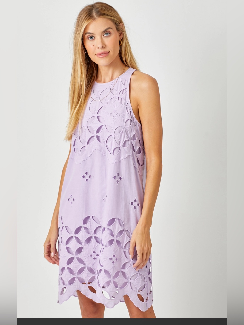 Mystree Lavender Eyelet Cotton Sleeveless Dress S